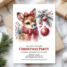Cozy woodland deer Christmas kids invite digital  招待状