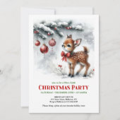 Cozy woodland deer Christmas kids invite printable 招待状 (正面)