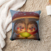 Cozy Woodland Hedgehog Fantasy Throw Pillow クッション (ブランケット)