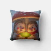 Cozy Woodland Hedgehog Fantasy Throw Pillow クッション (正面)