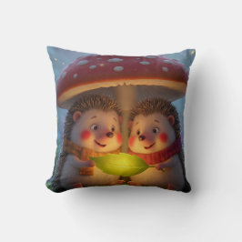 Cozy Woodland Hedgehog Fantasy Throw Pillow クッション
