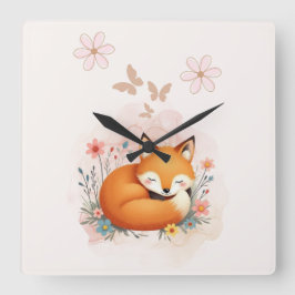 Cozy Woodland Nursery スクエア壁時計
