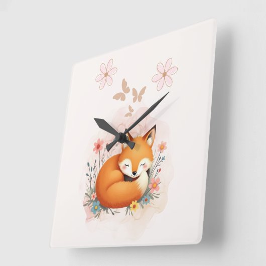 Cozy Woodland Nursery スクエア壁時計 (傾斜)