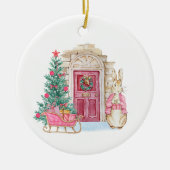 CozyBunフォレストのクリスマス。 セラミックオーナメント (正面)
