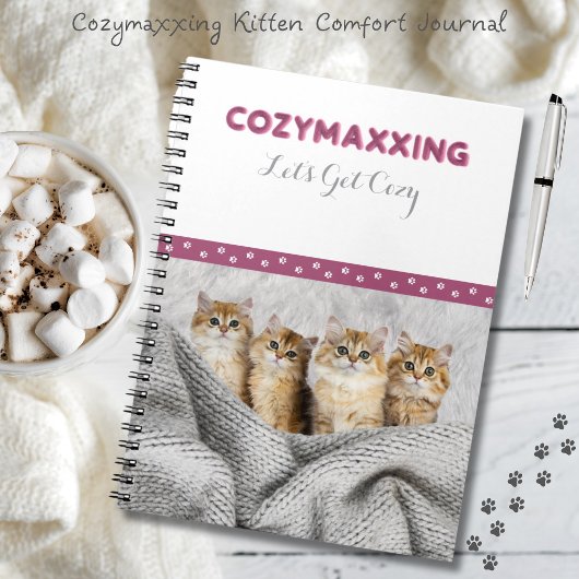 Cozymaxxing 子猫の快適ジャーナル ピンク＆グレー ノートブック