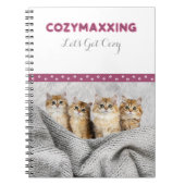 Cozymaxxing 子猫の快適ジャーナル ピンク＆グレー ノートブック (正面)
