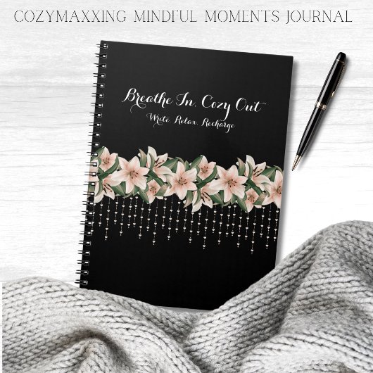 Cozymaxxing Mindful Moments Journalブラック&フローラ ノートブック