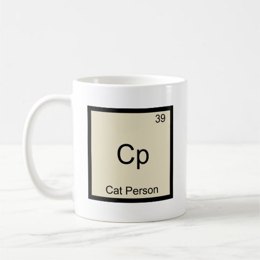 Cp - 猫の飼い主 面白い 化学元素記号 Tシャツ コーヒーマグカップ (左)