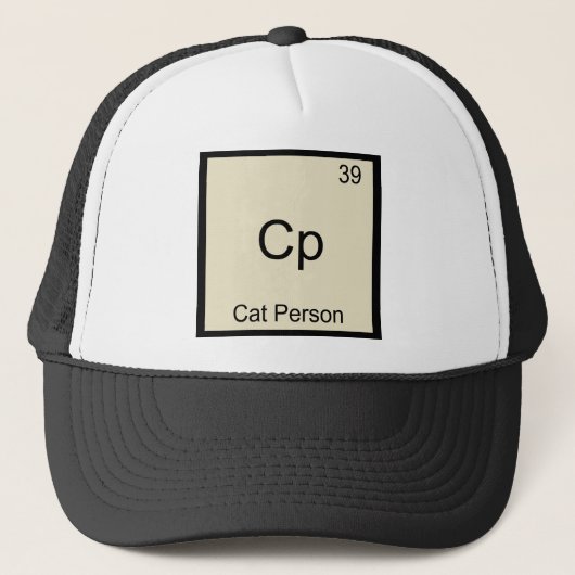 Cp - 猫好きのための楽しい化学元素記号Tシャツ キャップ (正面)