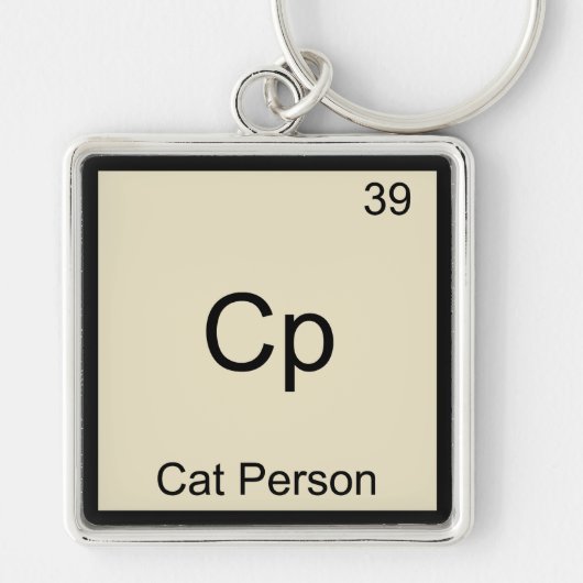 Cp - 猫好きのための楽しい化学元素記号Tシャツ キーホルダー (正面)