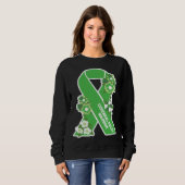 CP Green Ribbon and Flowers Women s Cerebral Palsy スウェットシャツ (正面フル)