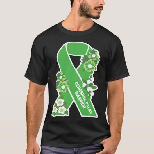 CP Green Ribbon and Flowers Women s Cerebral Palsy Tシャツ (正面)