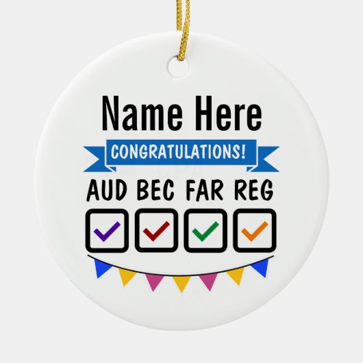 CPAオーナメントパーソナライズされたギフトCPA試験 セラミックオーナメント (正面)