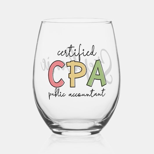 CPAパーソナライズされた公認会計士贈与 ステムなしワイングラス (正面)