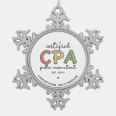 CPAパーソナライズされた公認会計士贈与 スノーフレークピューターオーナメント (正面)
