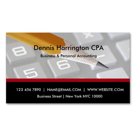 CPA会計士のモダンデザイン マグネット名刺 (正面)