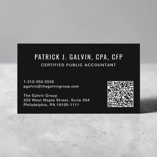 CPA会計士 黒QRコード 名刺