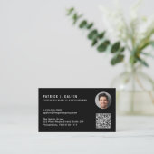 CPA会計士QRコード ブラック 顔写真入り 名刺 (スタンド正面)