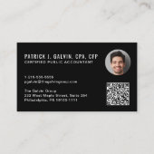 CPA会計士QRコード 黒 写真入り 名刺 (正面)