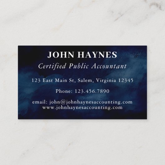 CPA会計税準備ネイビーブルー 名刺 (裏面)