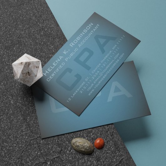 CPA公認エレガント会計士ティール（緑がかった色）グリーン 名刺