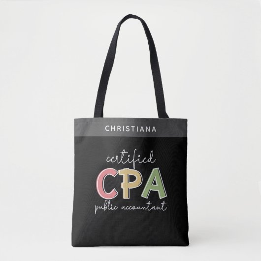 CPA公認パーソナライズされた会計士ギフト トートバッグ (正面)