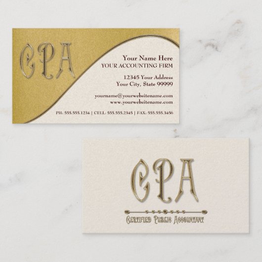 CPA金ゴールドプロフェッショナル公認会計士 名刺 (正面/裏面)