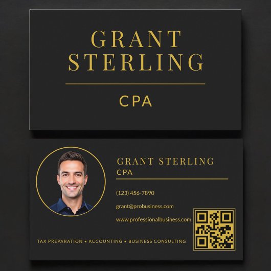 CPA 税理士 会計士 QRコード ブラックゴールド 名刺