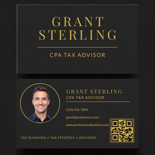 CPA 税理士 QRコード ブラックゴールド 名刺
