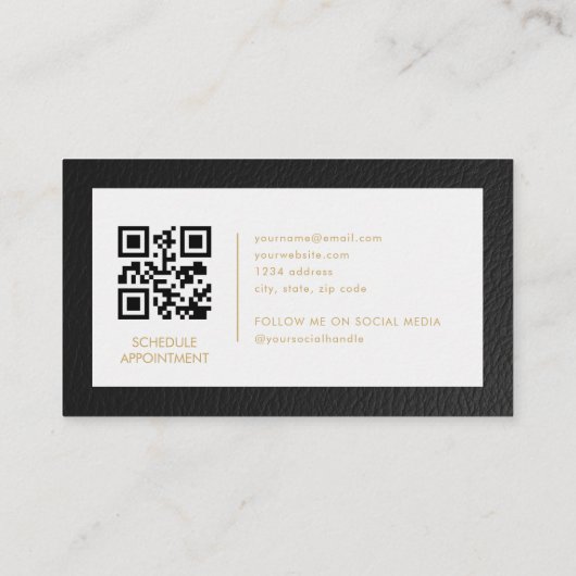 CPA Accountant Tax Faux Leather Logo QR Code 名刺 (裏面)