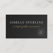 CPA Accountant Tax Faux Leather Logo QR Code 名刺 (正面)