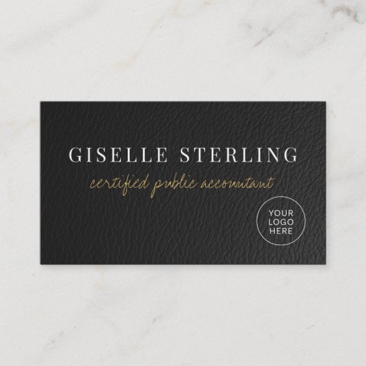 CPA Accountant Tax Faux Leather Logo QR Code 名刺 (正面)