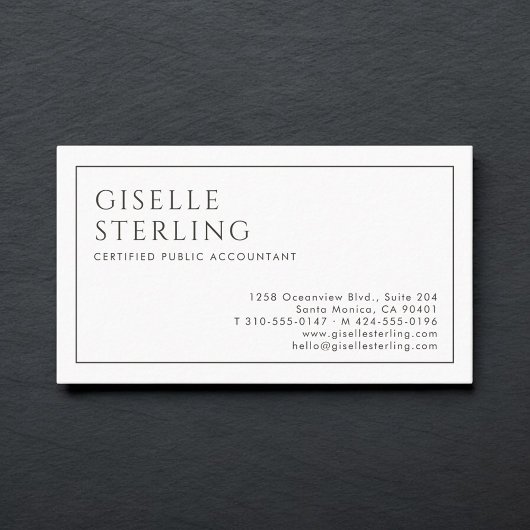 CPA Luxury Minimalist Black White 名刺