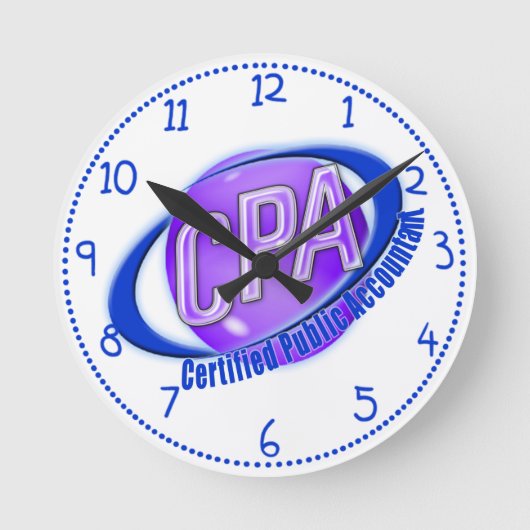 CPA ORB SWUSHロゴ公認会計士 ラウンド壁時計 (正面)