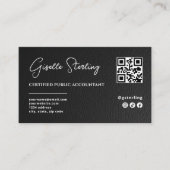 CPA Tax Accountant Preparer QR Code Faux Leather 名刺 (正面)