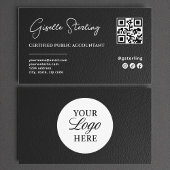 CPA Tax Accountant Preparer QR Code Faux Leather 名刺