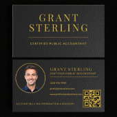 CPA Tax Preparer Accountant Faux Leather QR Code 名刺