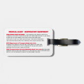 CPAP睡眠時無呼吸TSA医療警告旅行 ラゲッジタグ (裏面横)