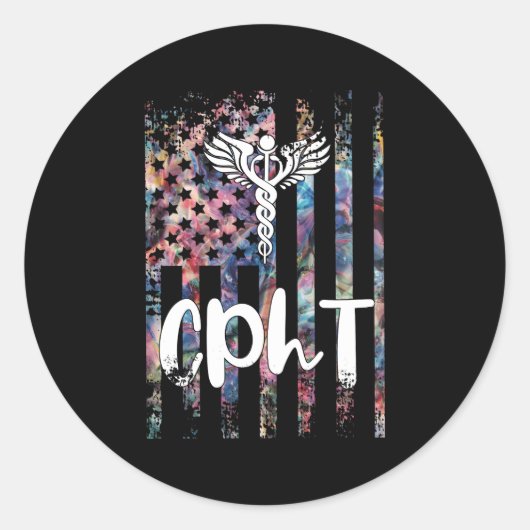 Cpht Us Flag薬局技術者認定薬局 ラウンドシール (正面)