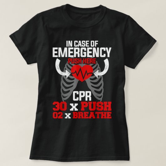 CPRおもしろいインストラクターCPR Instナースのための応急処置 Tシャツ (デザイン正面)