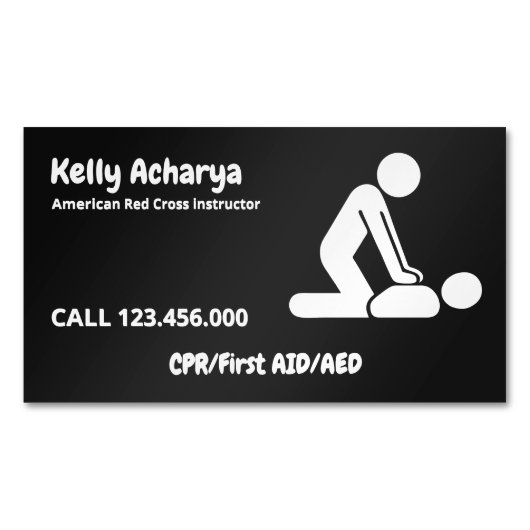 🚑 CPRインストラクター応急処置 マグネット名刺 (正面)