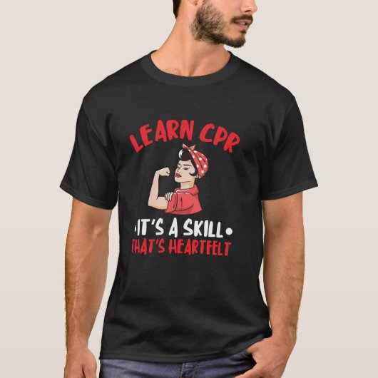 CPRインストラクター AEDインストラクター 心からのスキルCPR Tシャツ (正面)