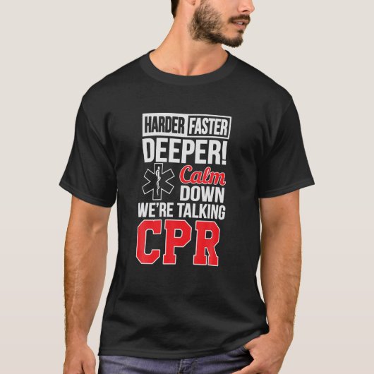 CPR EMSデザインより速く人生の深い星G Tシャツ (正面)