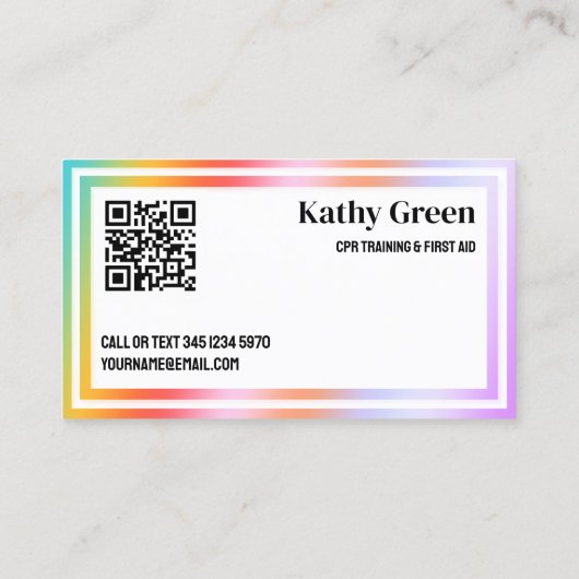 CPR Instructor Custom Vcard QR 名刺 (裏面)