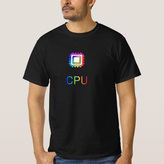 CPU CHIP COLOUR FULL Printed design Black T-shirt  Tシャツ (正面)