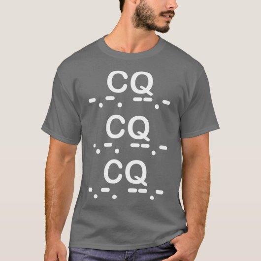 CQ CQ CQ MorseコードアマチュアHamラジオ服 Tシャツ (正面)