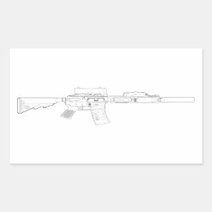 CQBR MK18 0モダン矩形ステッカー 長方形シール