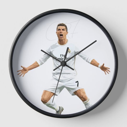CR7 クリスティアーノ・ロナウド - 名前やイニシャルを入れてください 壁時計 (正面)