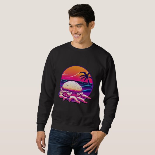Crab Cakes Synthwave 80s Retrowave Aesthetic スウェットシャツ (正面フル)