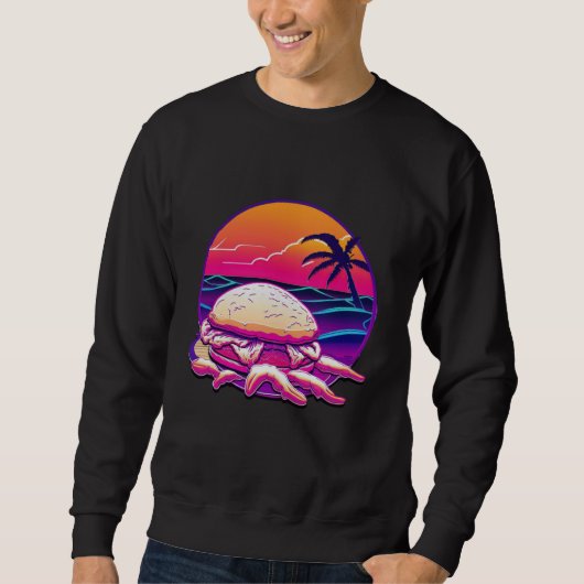 Crab Cakes Synthwave 80s Retrowave Aesthetic スウェットシャツ (正面)